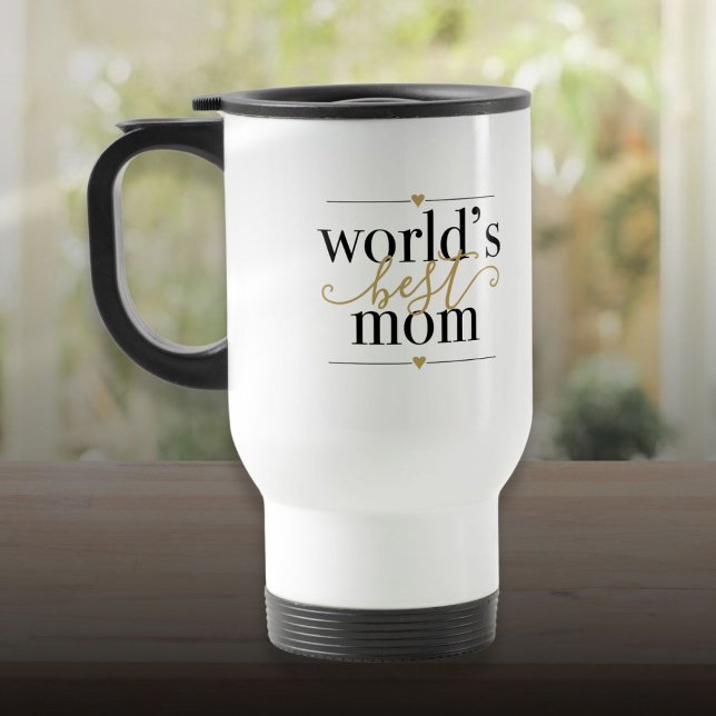Black and Gold Worlds Best Mum Elegant Travel Mug (Black and Gold Worlds Best Mom Elegant Travel Mug)