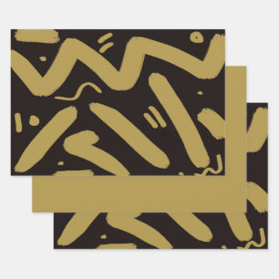 Black and Gold Wrapping Paper Sheets