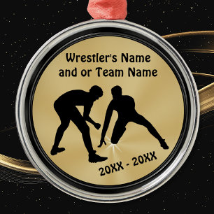 Black and Gold Wrestling Ornaments PERSONALIZED