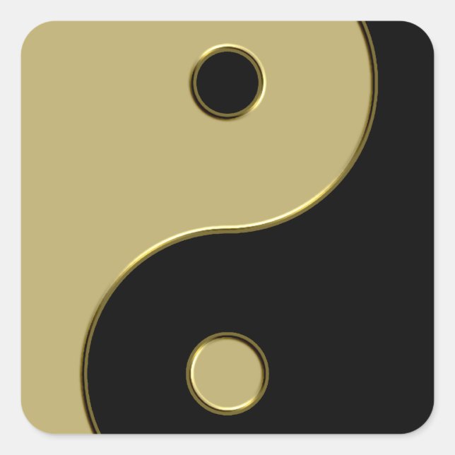 black and gold yin yang square sticker (Front)
