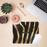 Black and Gold Zebra Print | Monogram Mouse Pad<br><div class="desc">Personalised mouse pads are the answer to a dull desk. Co-workers, teachers & friends will love our mouse pads. Make sure to buy one for yourself to spruce up your work life! Everyone has a computer and mouse pads are a necessity for working on your desktop or laptop! Add your...</div>