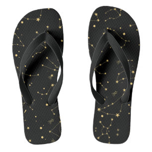 Black and Gold Zodiac Constellations Jandals