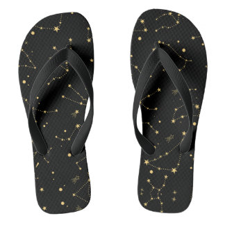 Black and Gold Zodiac Constellations Jandals