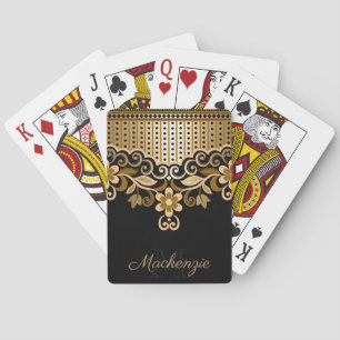 Black and Golden Abstract Floral Playing Cards