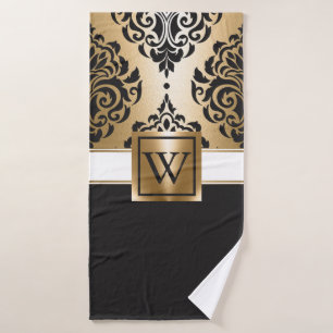 Black and Golden Arabesc Bath Towel Set