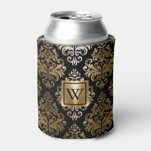 Black and Golden Arabesc Can Cooler