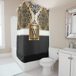 Black and Golden Arabesc Shower Curtain