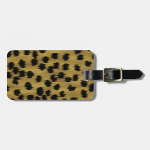 Black and Golden Brown Cheetah Print Pattern. Luggage Tag