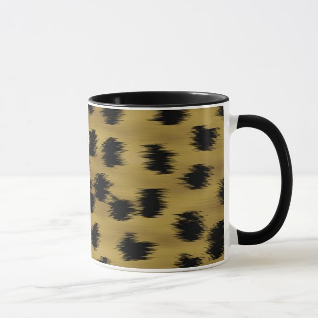 Black and Golden Brown Cheetah Print Pattern. Mug (Right)