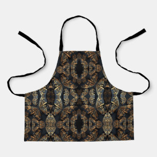 Black and Golden Butterfly Seamless Pattren Apron