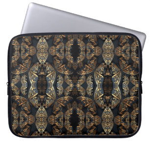 Black and Golden Butterfly Seamless Pattren Laptop Sleeve