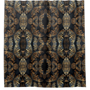 Black and Golden Butterfly Seamless Pattren Shower Curtain