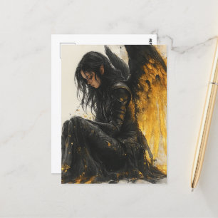 Black and Golden Details Angel Postcard