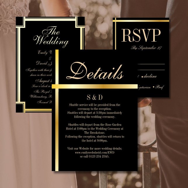 Black and Golden Elegant Wedding Enclosure Card (Creator Uploaded)
