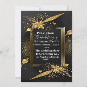 Black And Golden Elegant Wedding Invitation