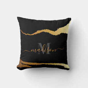 Black and Golden Foil Monogram Cushion