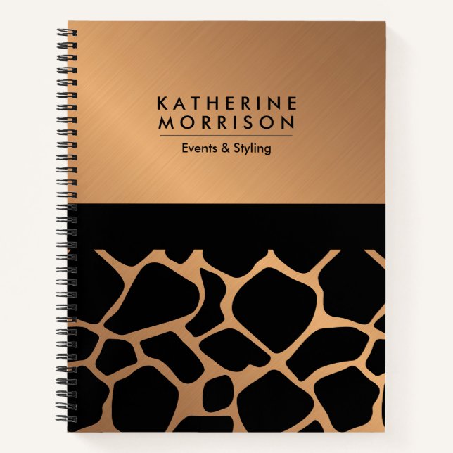 Black and Golden Giraffe Print Notebook (Front)