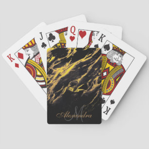 Black and Golden Granite Playing Cards