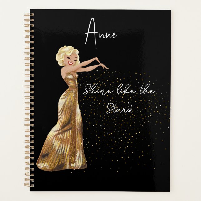 Black and golden Hollywood glam design  Planner (Front)