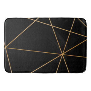 Black and golden line design   bath mat