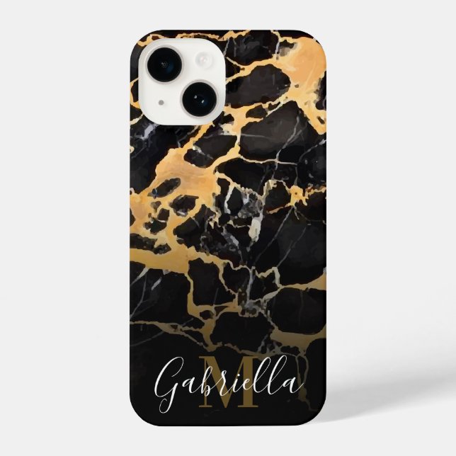 Black and Golden Marble iPhone Case (Back)