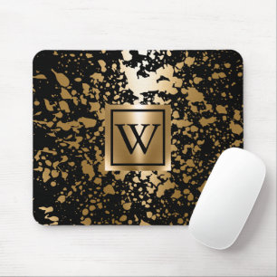 Black and Golden Metallic Brush Mouse Pad