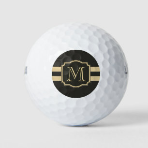Black and Golden Monogram Golf Balls