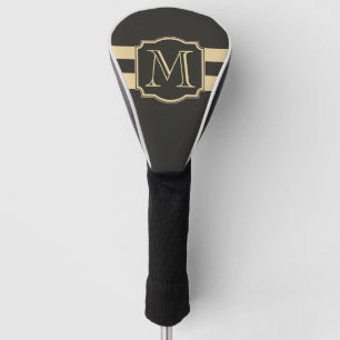 Black and Golden Monogram Golf Head Cover