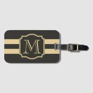 Black and Golden Monogram Luggage Tag