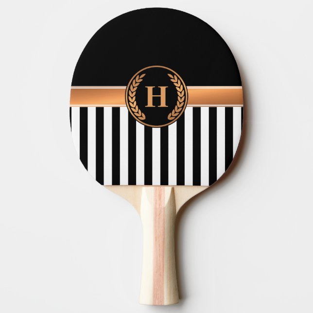 Black and Golden Monogram Ping Pong Paddle (Back)