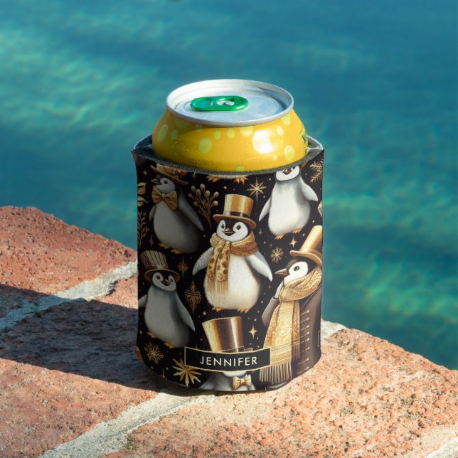 Black and Golden Penguin Can Cooler (In Situ Pool)