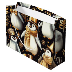 Black and Golden Penguin Large Gift Bag