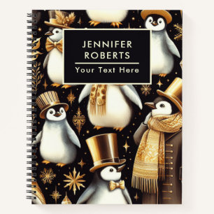 Black and Golden Penguin Notebook