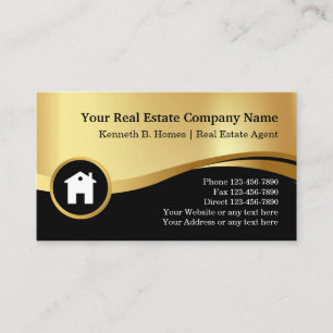 Black and Golden Real Estate Business Cards