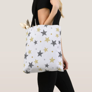 Black And Golden Stars Tote Bag