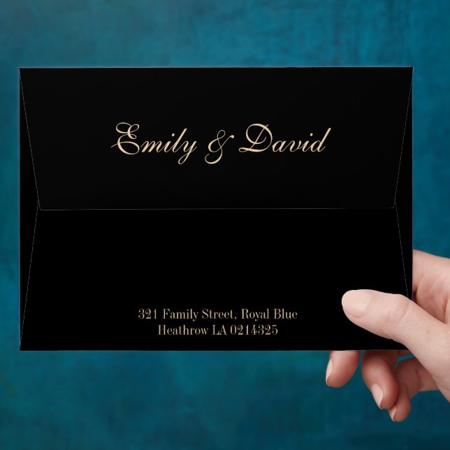 Black and Golden Stripes Minimalist Wedding Envelope (Hand)