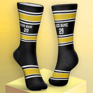 Black and Golden Yellow Sport Jersey - Name Number Socks