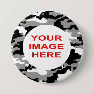 BLACK AND GRAY CAMO 7.5 CM ROUND BADGE