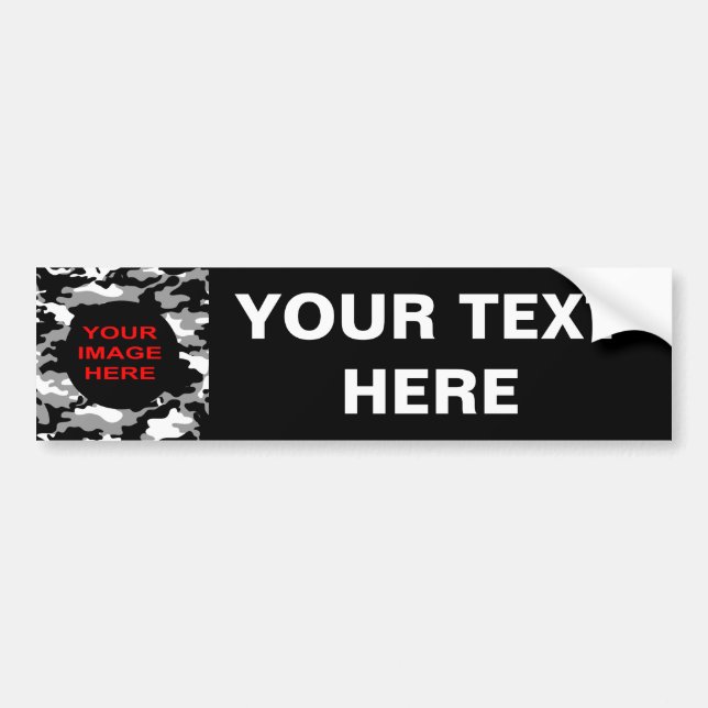 BLACK AND GRAY CAMO BUMPER STICKER (Front)
