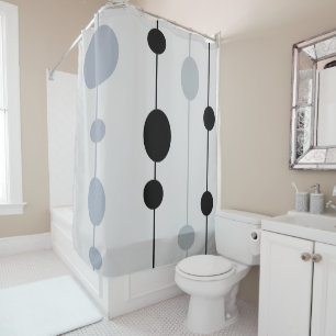 Black and Gray dots on grey Shower Curtain