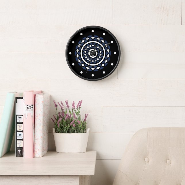 Black and Gray Geometric Circle Pattern Clock (Reading Room)