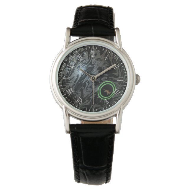 Black And Gray Lawn Bowl, Leather Watch (Front)