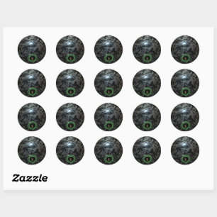 Black And Gray Lawn Bowl, Round Stickers