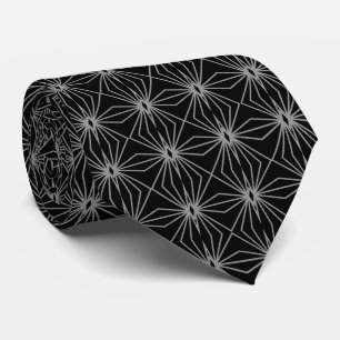 Black And Gray Mid Century Line Drawing Pattern Tie