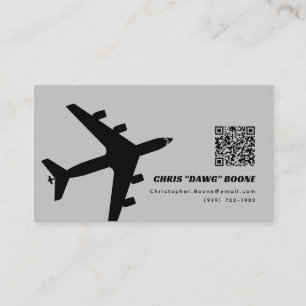 Black and Gray Modern KC-135 Aircraft Business Card