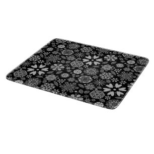 Black And Gray Retro Floral Art Seamless Pattern Cutting Board