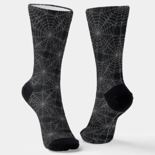 Black and Gray Spiderweb Gothic Pattern Socks
