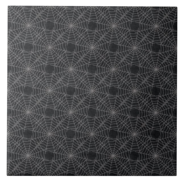 Black and Gray Spiderweb Gothic Pattern Tile (Front)