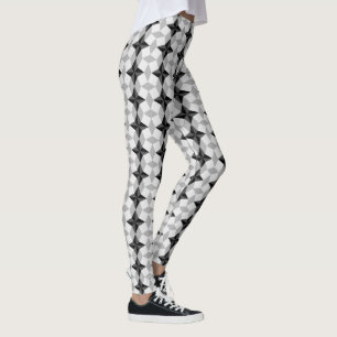 Black and Gray Starbust and Rhombus Pattern Leggings