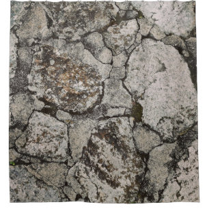 Black and gray stone fragment shower curtain